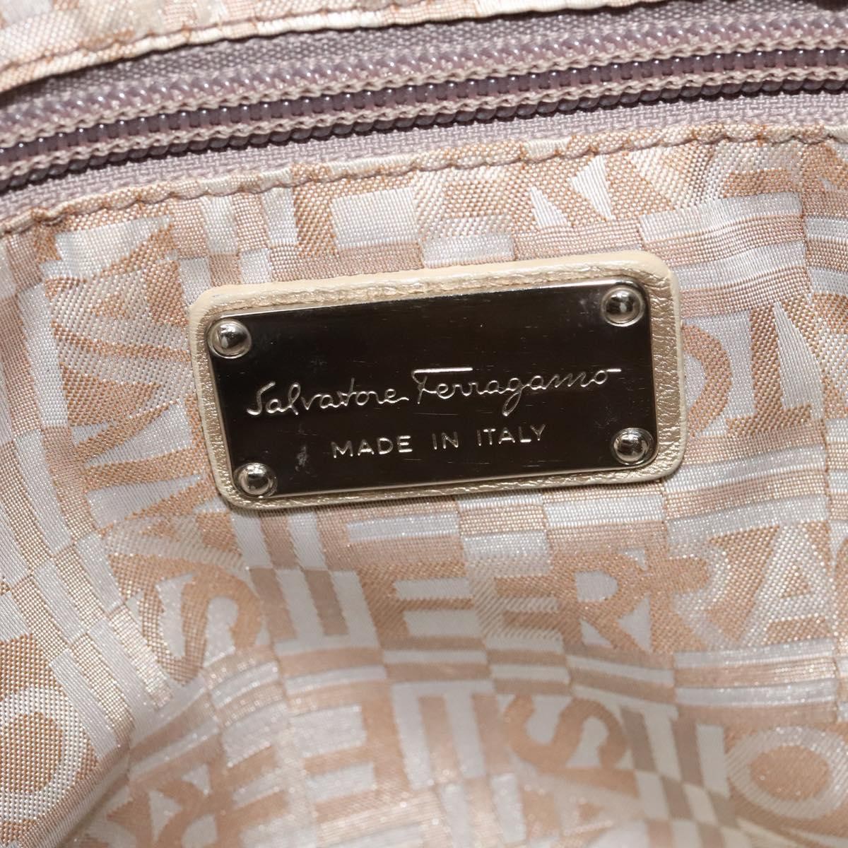 Salvatore Ferragamo Gancini Tote Leather Silver Leather Tote Bag Bag (Pre-Owned)
