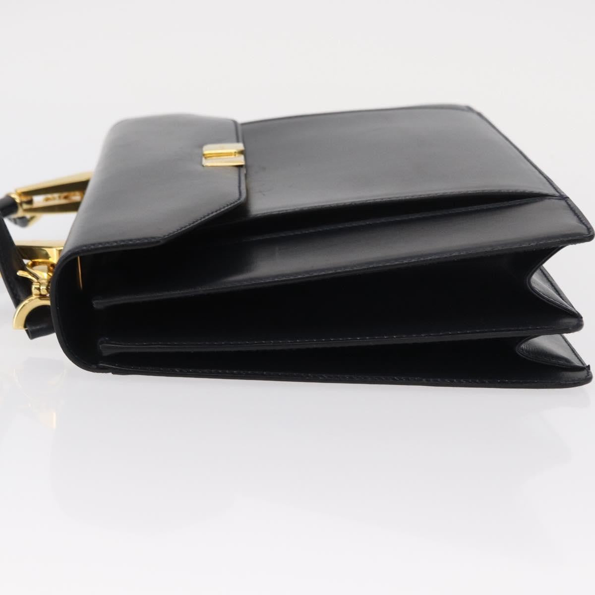 Bally Vintage Leather Navy Leather Handbag (Pre-Owned)