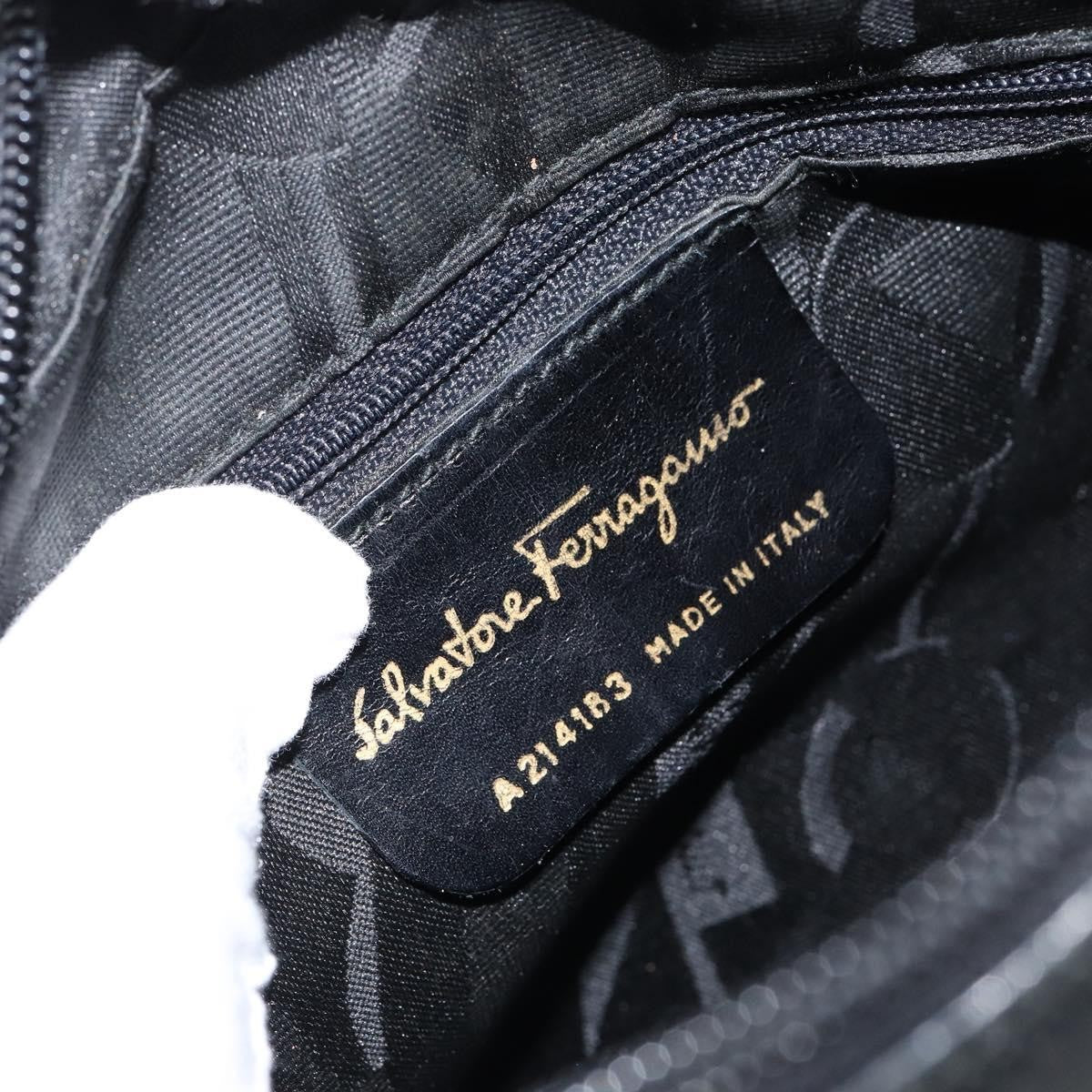 Salvatore Ferragamo Vala Leather Black Leather Shoulder Bag Bag (Pre-Owned)