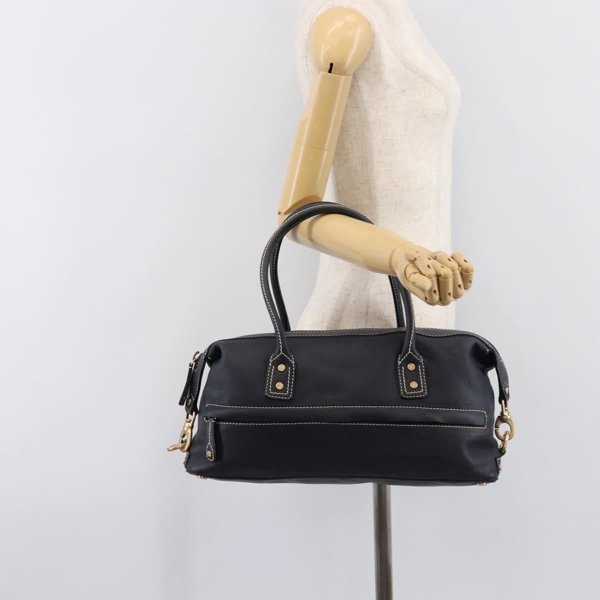 Celine Top Handle Leather Black Leather Handbag (Pre-Owned)