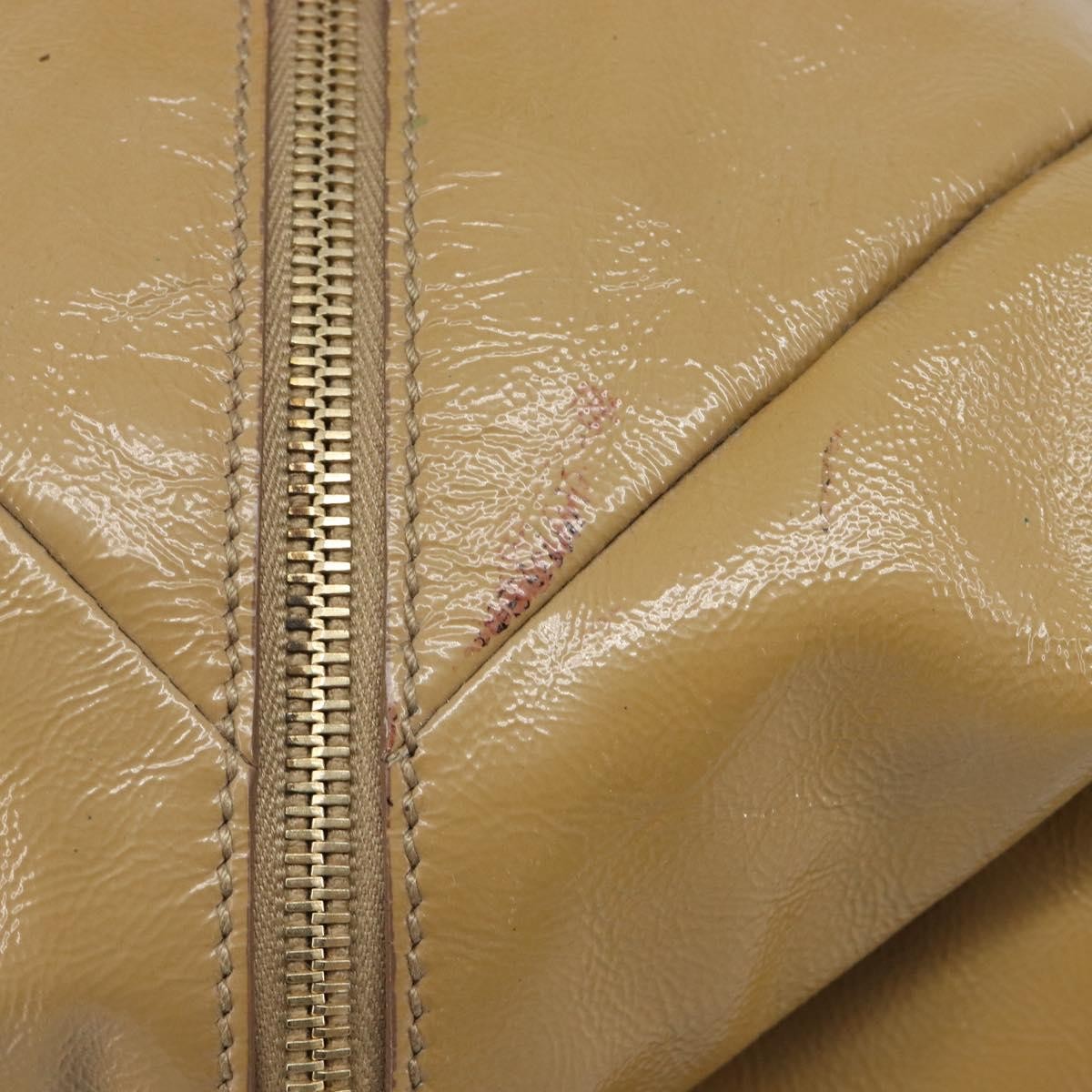 Saint Laurent Easy Y Satchel Patent Beige Patent_Leather Handbag (Pre-Owned)