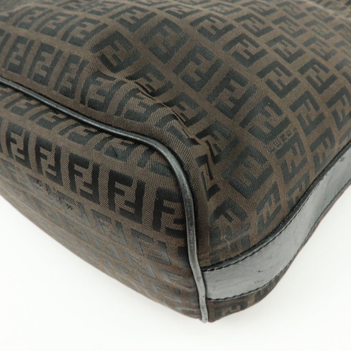 Fendi Shoulder Zucchino Canvas Brown Canvas Shoulder Bag Bag (Pre-Owned)