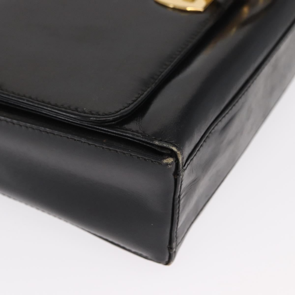 Salvatore Ferragamo Vintage Gancini Flap Leather Black Leather Shoulder Bag Bag (Pre-Owned)