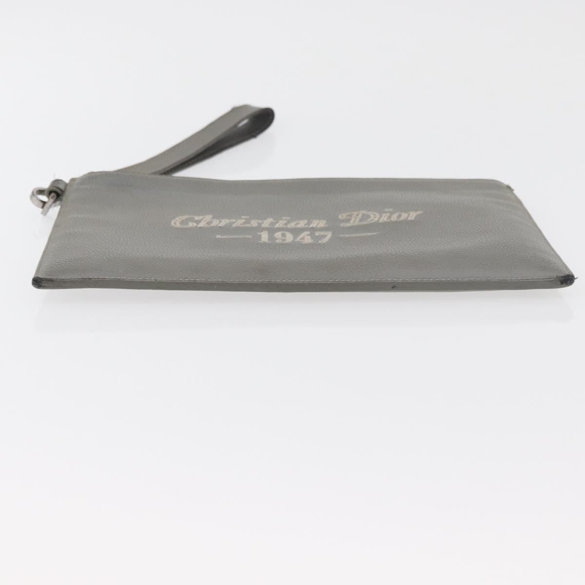 Christian Dior Clutch Leather Gray Leather Clutche & Pouche Bag (Pre-Owned)