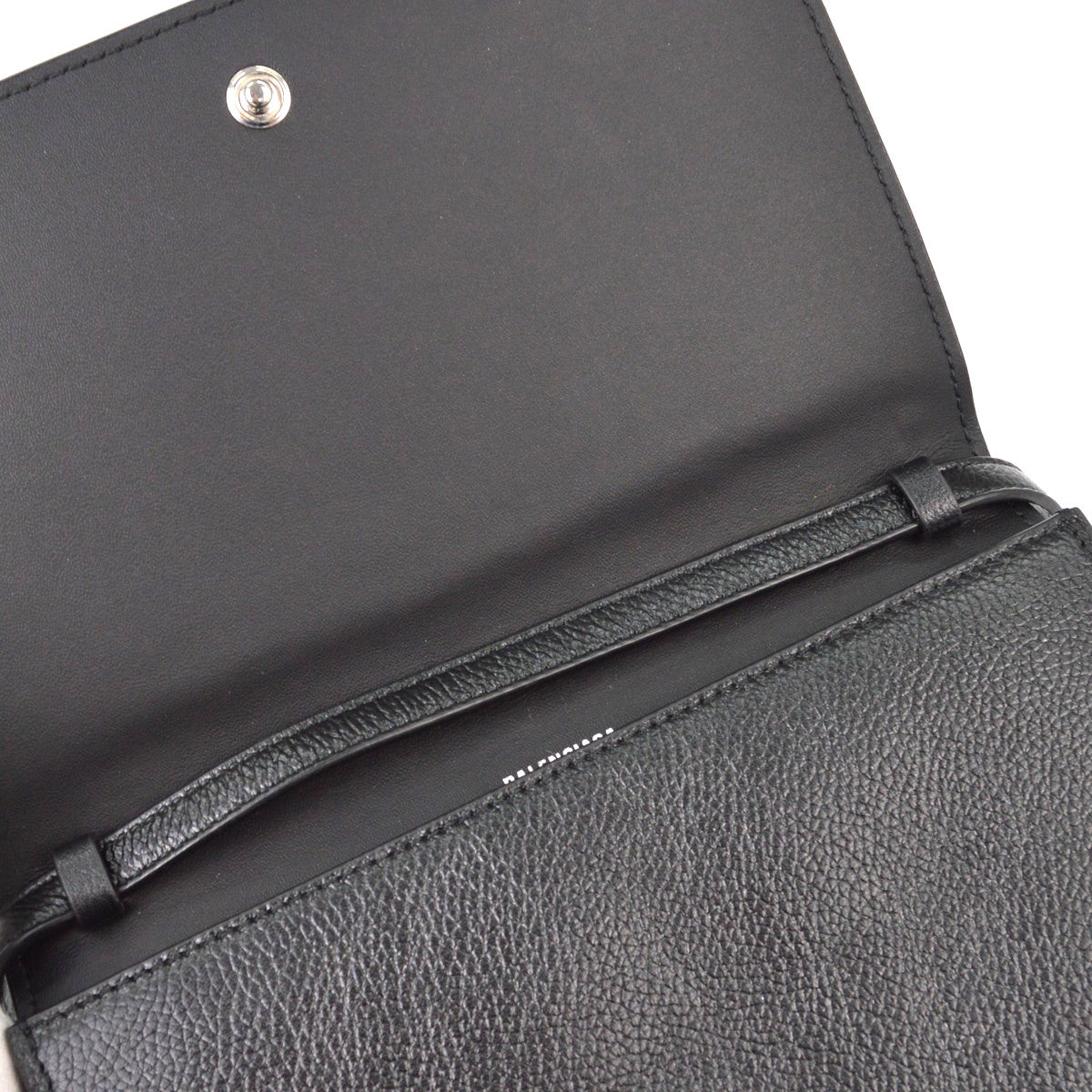 Balenciaga Logo Wallet With Strap Embossed Leather Black Leather Crossbody Bag Bag (Pre-Owned)