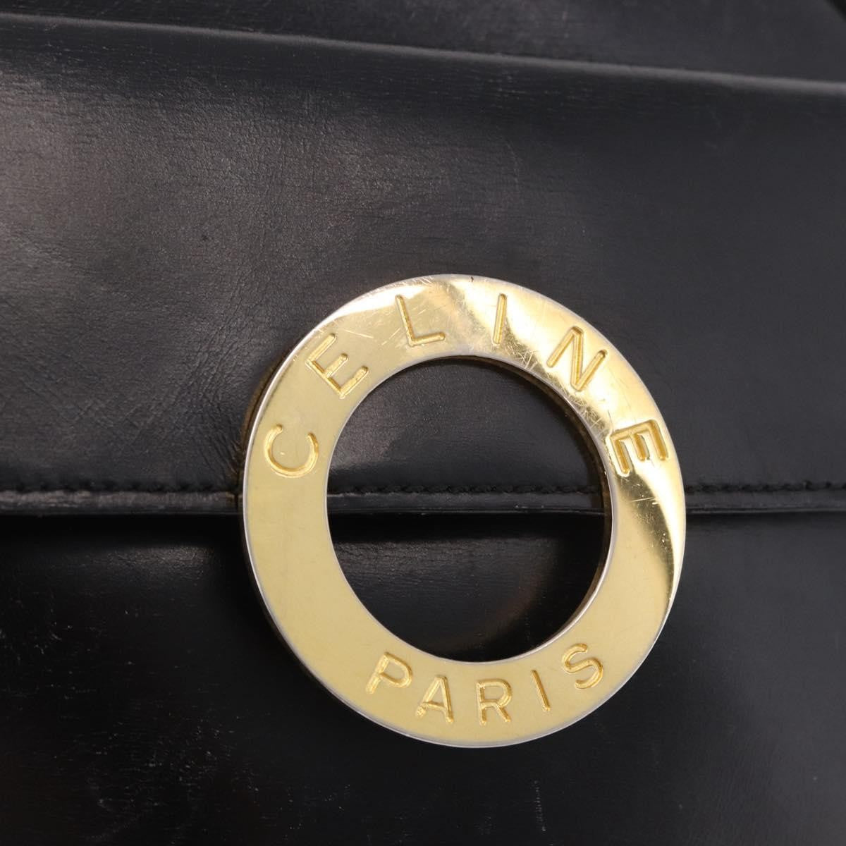 Celine Vintage Circle Logo Leather Black Leather Shoulder Bag Bag (Pre-Owned)