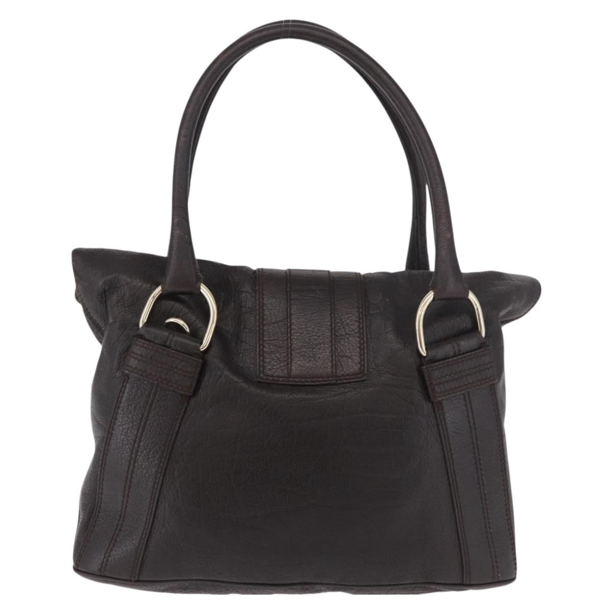 Bvlgari Leoni Top Handle Leather Brown Leather Handbag (Pre-Owned)