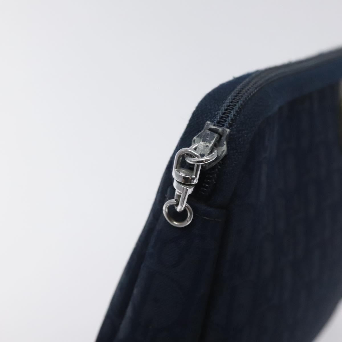Christian Dior Vintage Trotter Embroidered Diorissimo Canvas Navy Canvas Clutche & Pouche Bag (Pre-Owned)