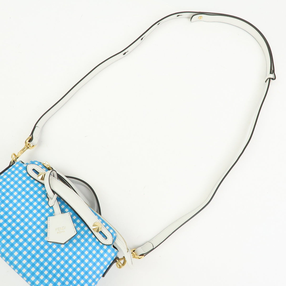 Fendi By The Way Satchel Printed Leather Blue Leather Handbag (Pre-Owned)