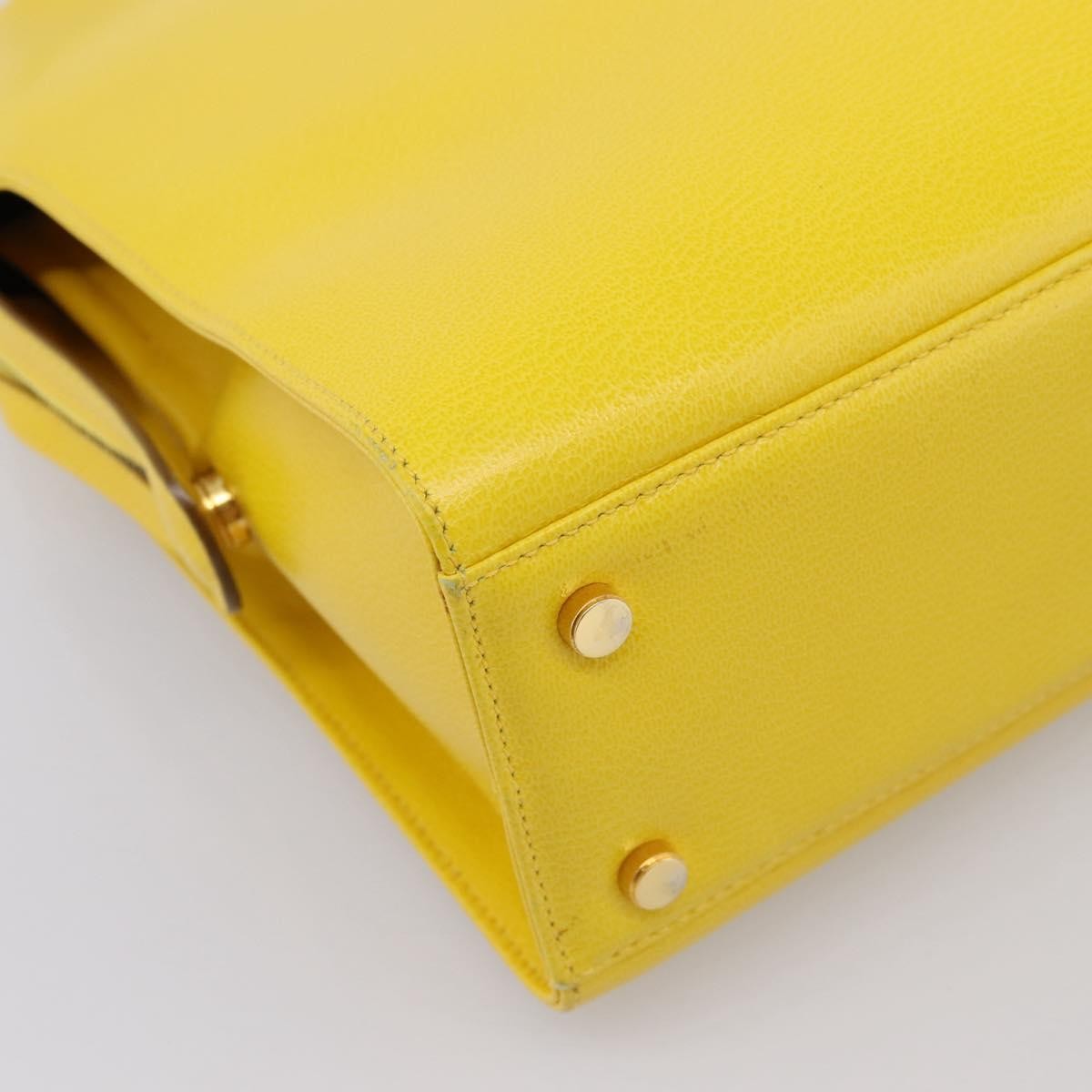 Salvatore Ferragamo Gancini Leather Yellow Leather Handbag (Pre-Owned)