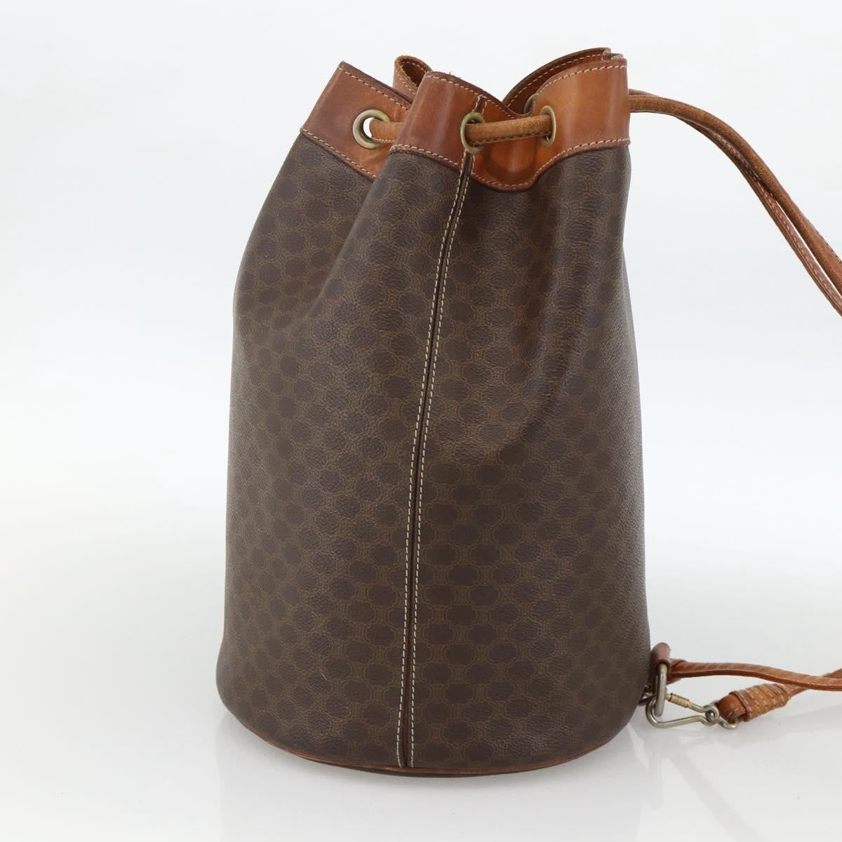 Celine Vintage Macadam Canvas And Leather Brown Canvas Backpack Bag (Pre-Owned)