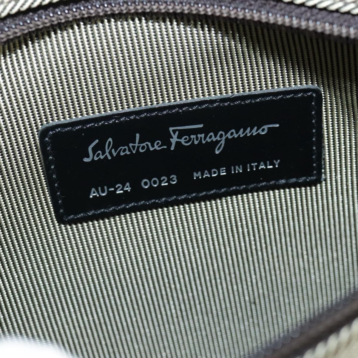 Salvatore Ferragamo Boston Leather Beige Canvas Handbag (Pre-Owned)