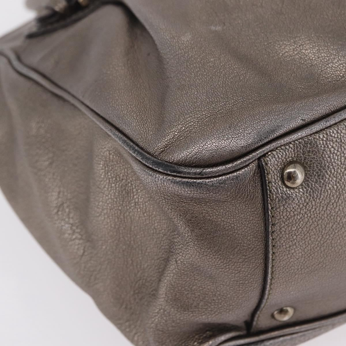 Salvatore Ferragamo Gancini Top Handle Leather Silver Leather Handbag (Pre-Owned)