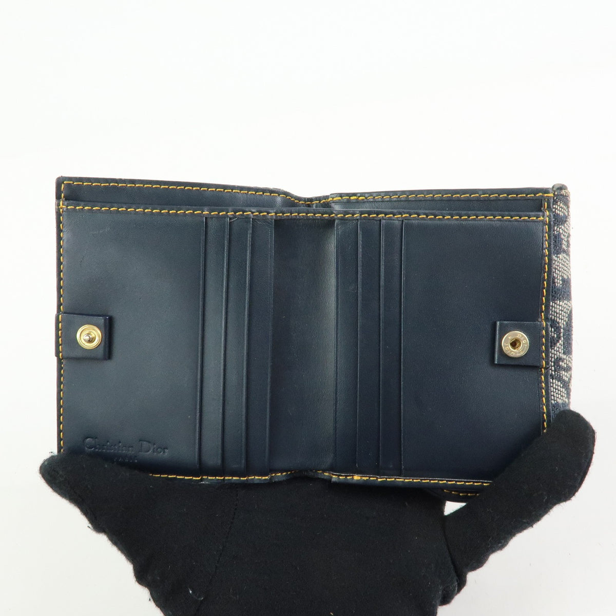 Christian Dior Saddle Lotus Oblique Canvas Navy Canvas Wallets Accessory (Pre-Owned)