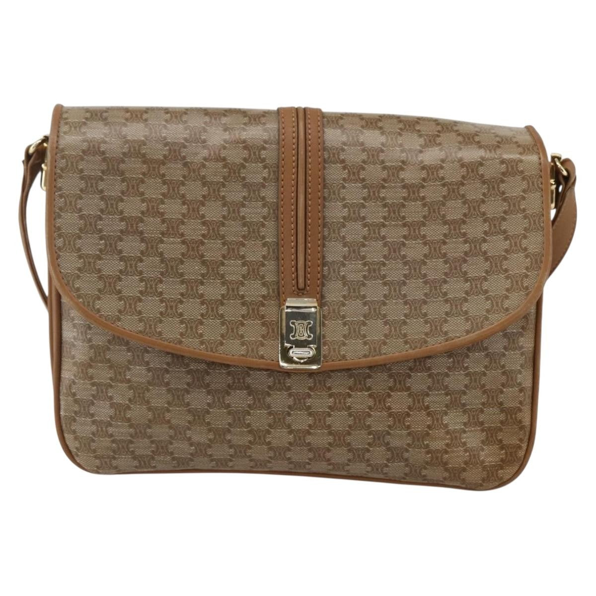 Celine Vintage Macadam Canvas And Leather Beige Canvas Shoulder Bag Bag (Pre-Owned)