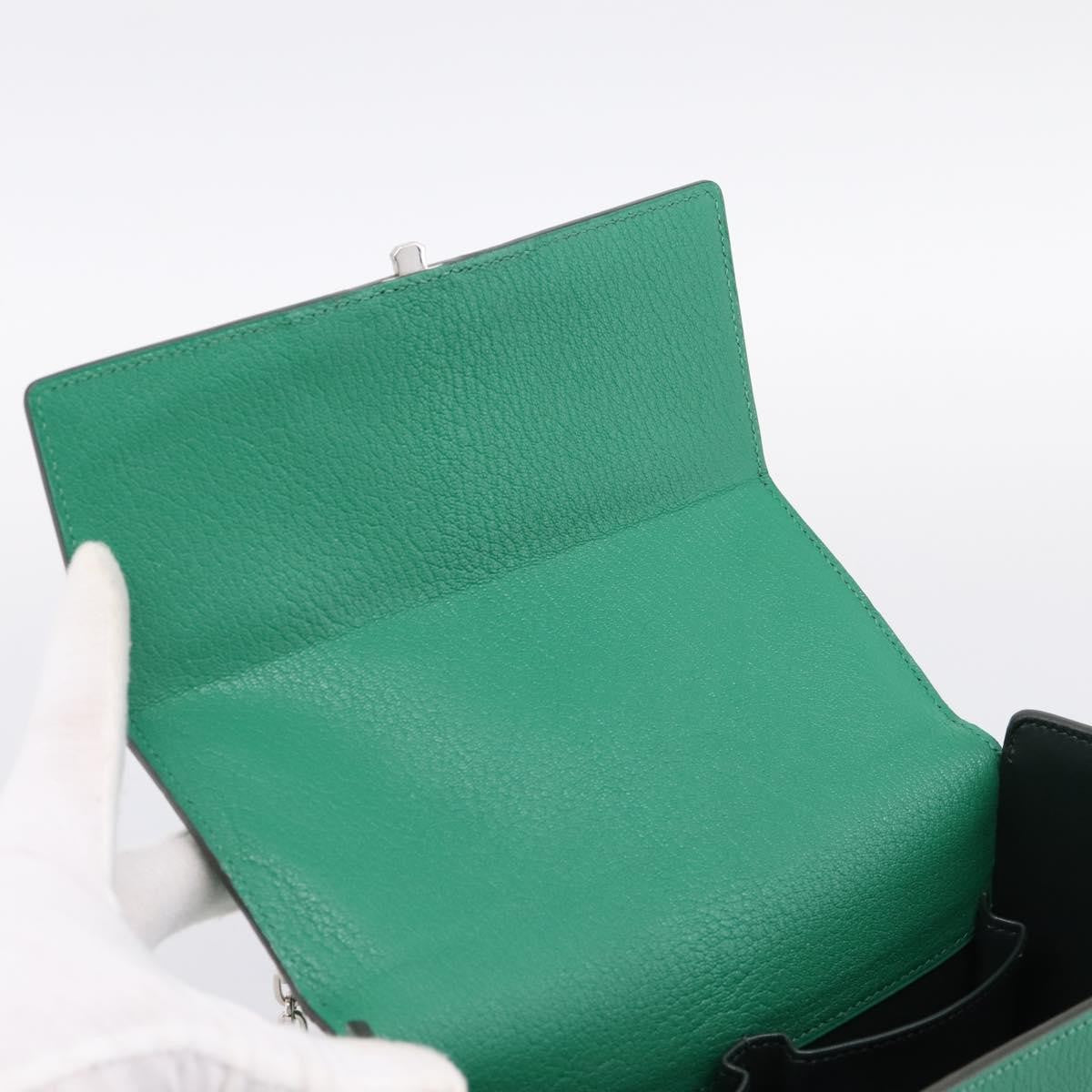 Hermes Cinhetic Top Handle Chevre Mysore Green Leather Handbag (Pre-Owned)