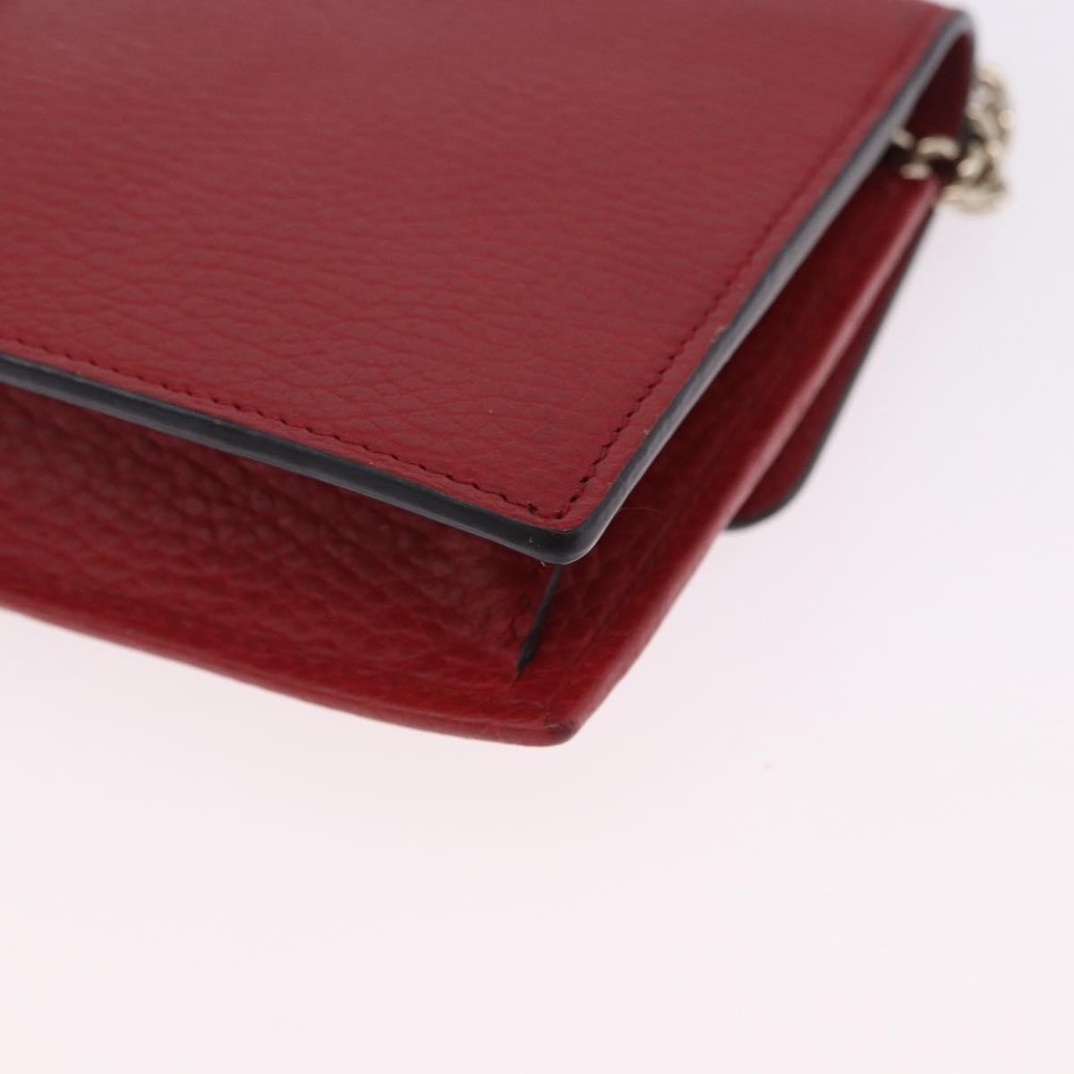 Gucci Interlocking Wallet On Chain Leather Red Leather Shoulder Bag Bag (Pre-Owned)