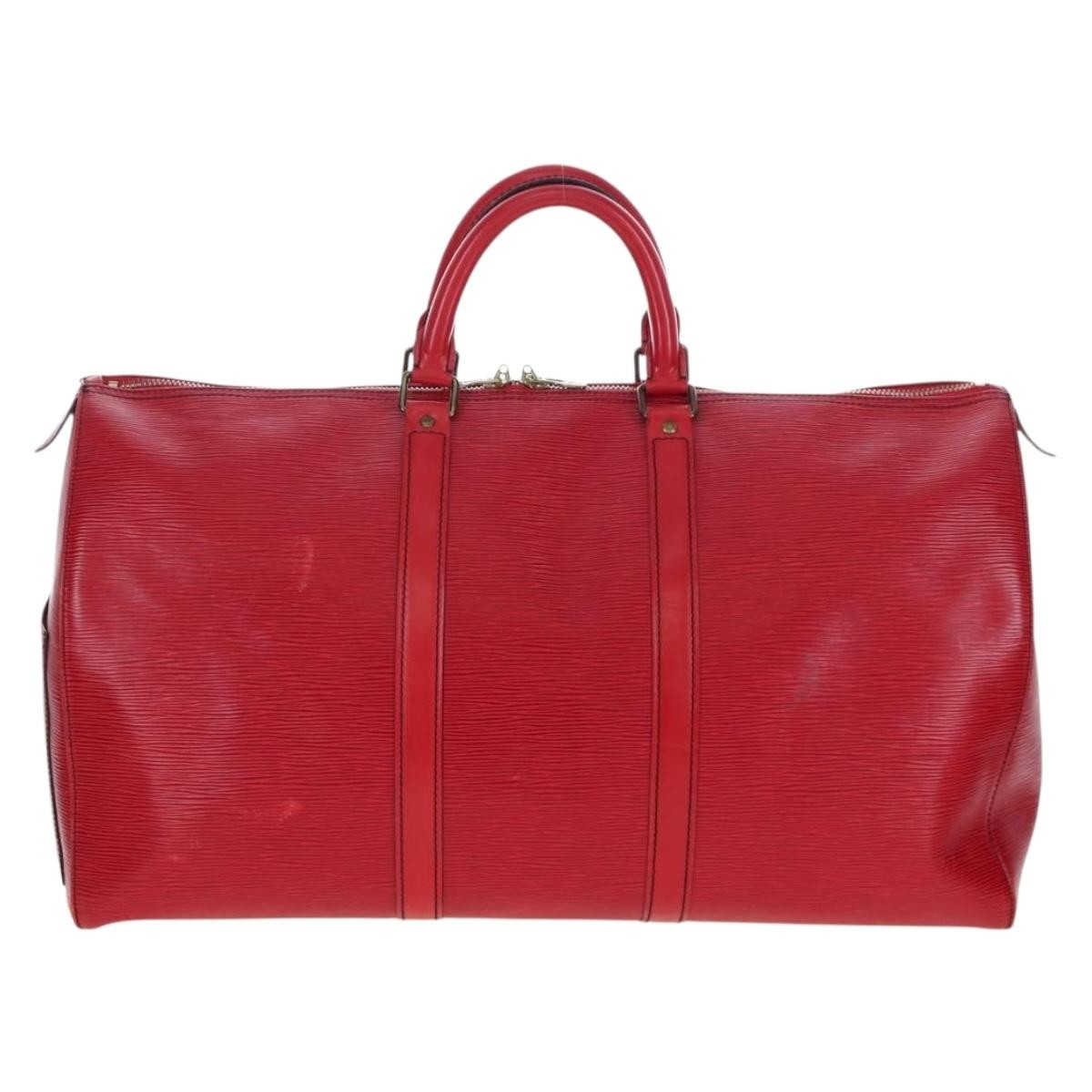 Louis Vuitton Keepall Epi Leather Red Leather Travel Bag Bag (Pre-Owned)