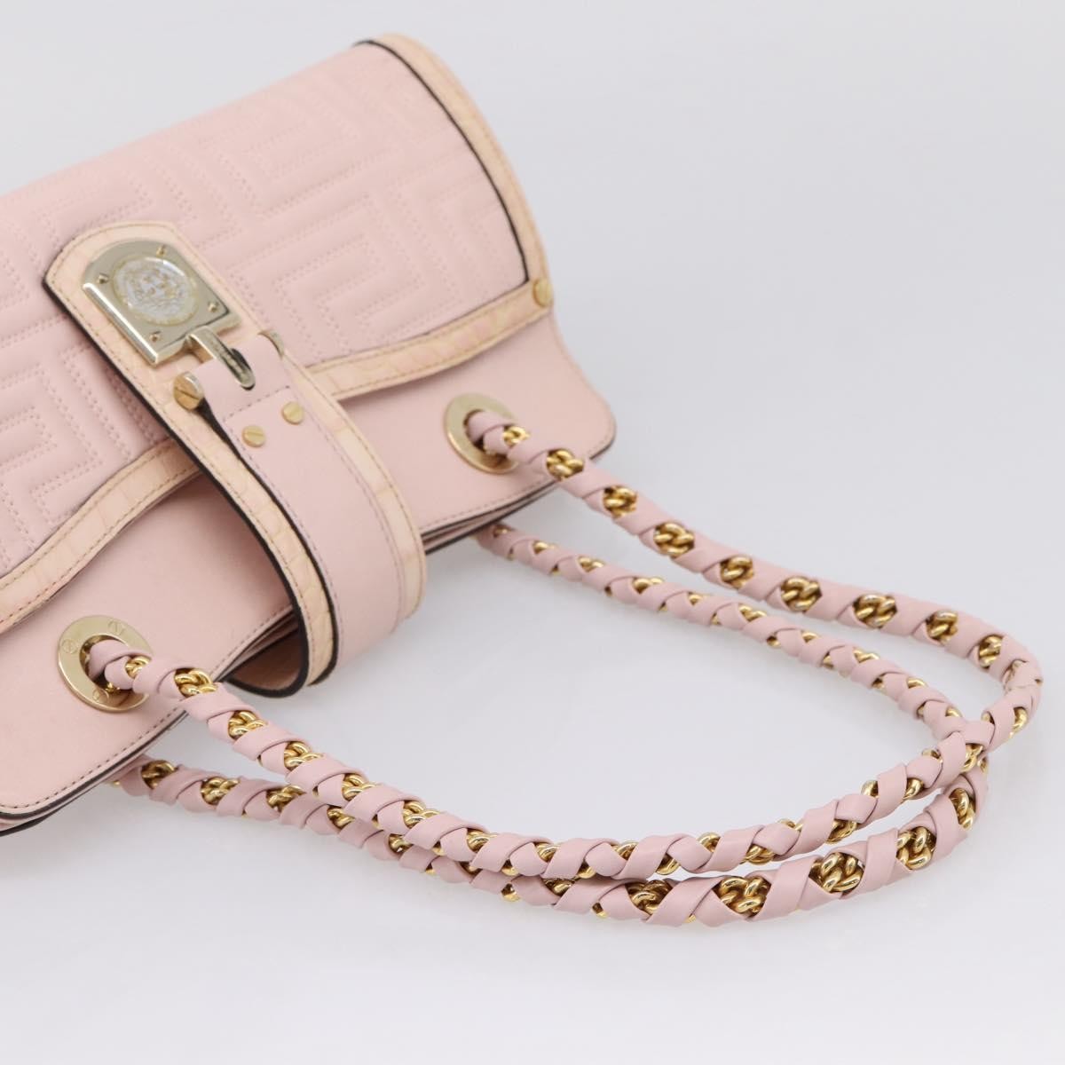 Versace Vintage Tote Leather Pink Leather Tote Bag Bag (Pre-Owned)