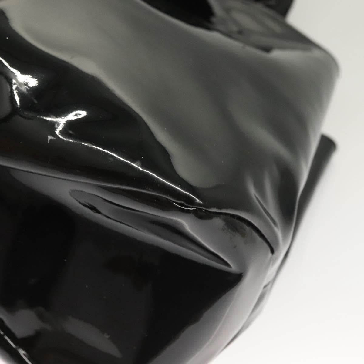 Salvatore Ferragamo Vala Patent Leather Black Patent_Leather Handbag (Pre-Owned)