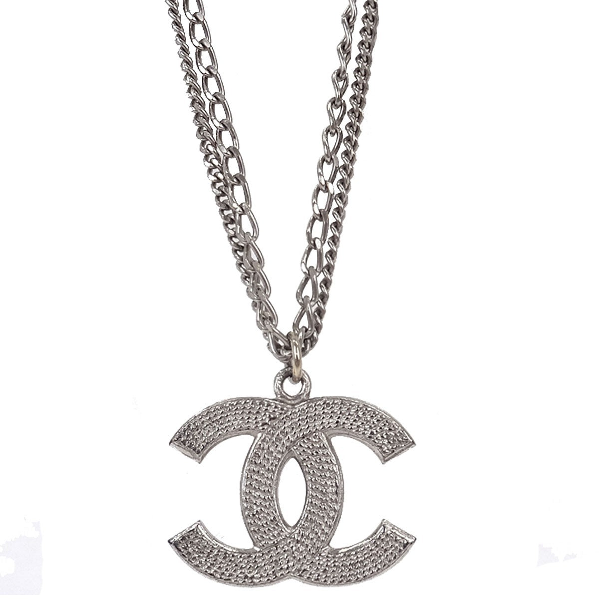 Chanel Quilted Cc Pendant Chain Metal Silver Silver_Plated Necklace Jewelry (Pre-Owned)