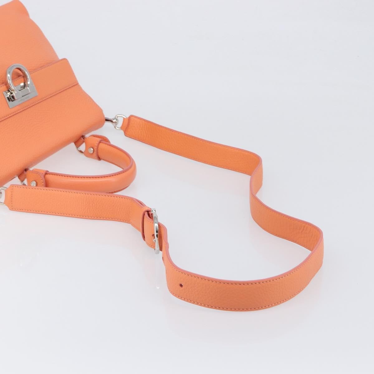 Salvatore Ferragamo Sofia Satchel Leather Orange Leather Handbag (Pre-Owned)