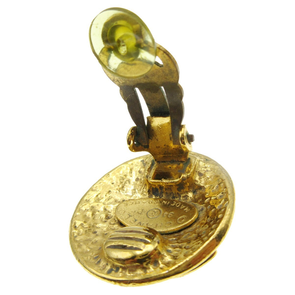 Chanel Cc Button Clip-On Metal Gold Gold_Plated Earrings Jewelry (Pre-Owned)