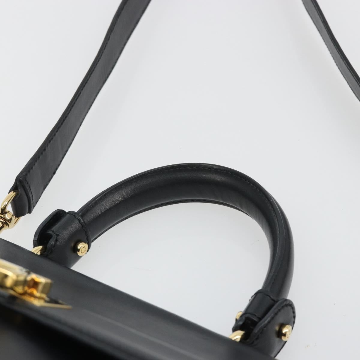 Salvatore Ferragamo Sofia Satchel Smooth Leather Black Leather Handbag (Pre-Owned)