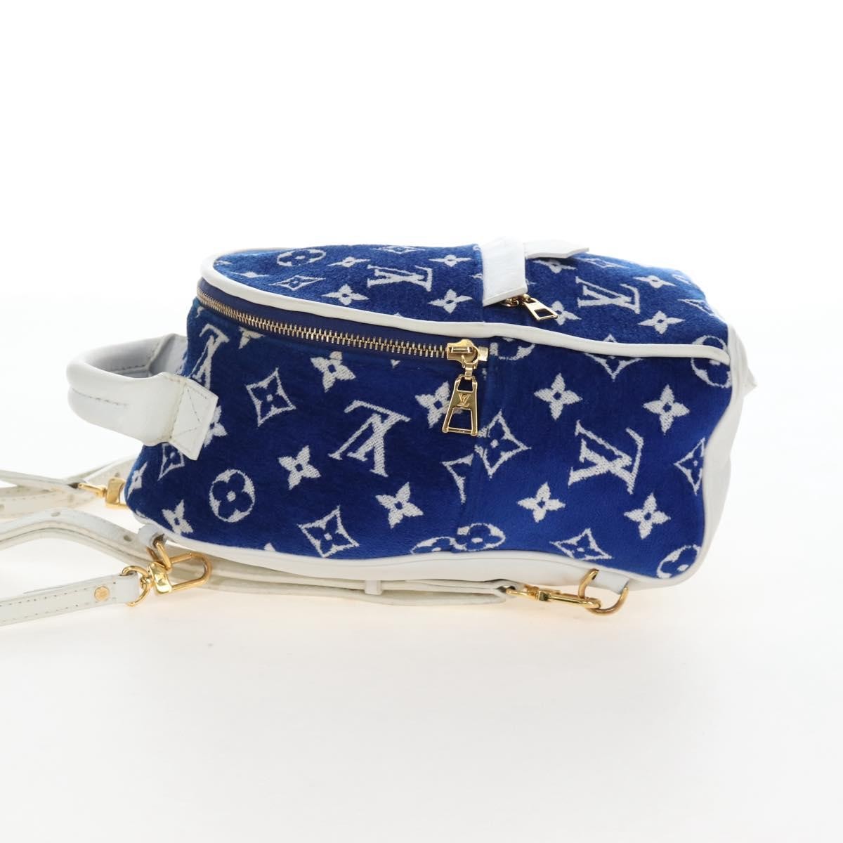 Louis Vuitton Palm Springs Lv Match Monogram Jacquard Velvet Blue Canvas Backpack Bag (Pre-Owned)