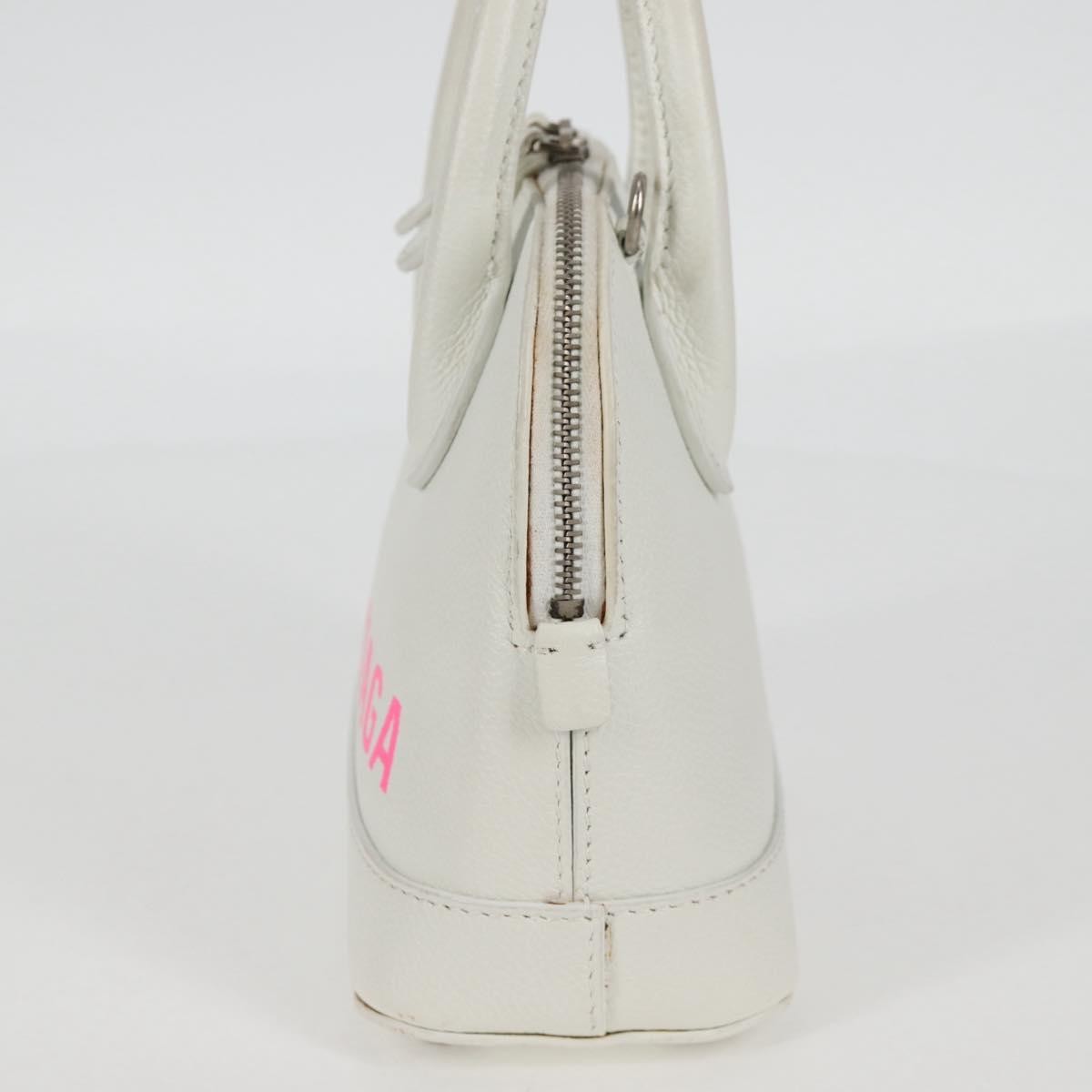 Balenciaga Logo Ville Leather White Leather Handbag (Pre-Owned)