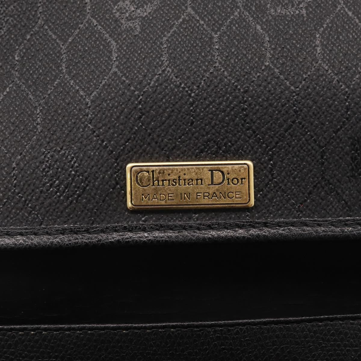 Christian Dior Vintage Honeycomb Canvas Black Leather Shoulder Bag Bag (Pre-Owned)