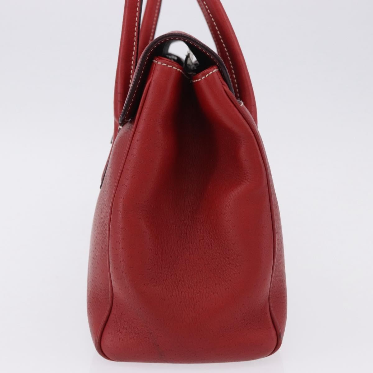Salvatore Ferragamo Gancini Top Handle Leather Red Leather Handbag (Pre-Owned)