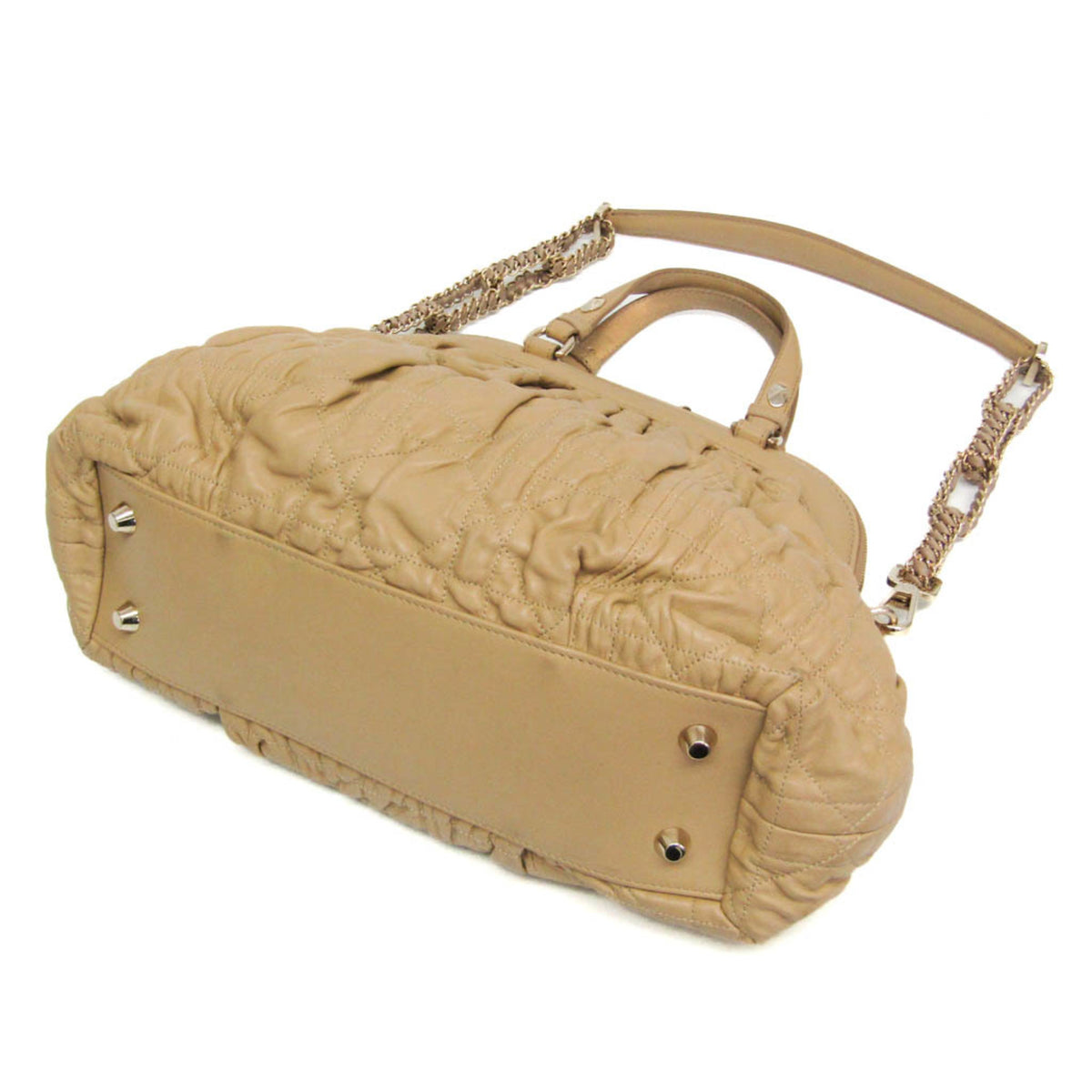Christian Dior Lady Cannage Matelassé Beige Leather Handbag (Pre-Owned)