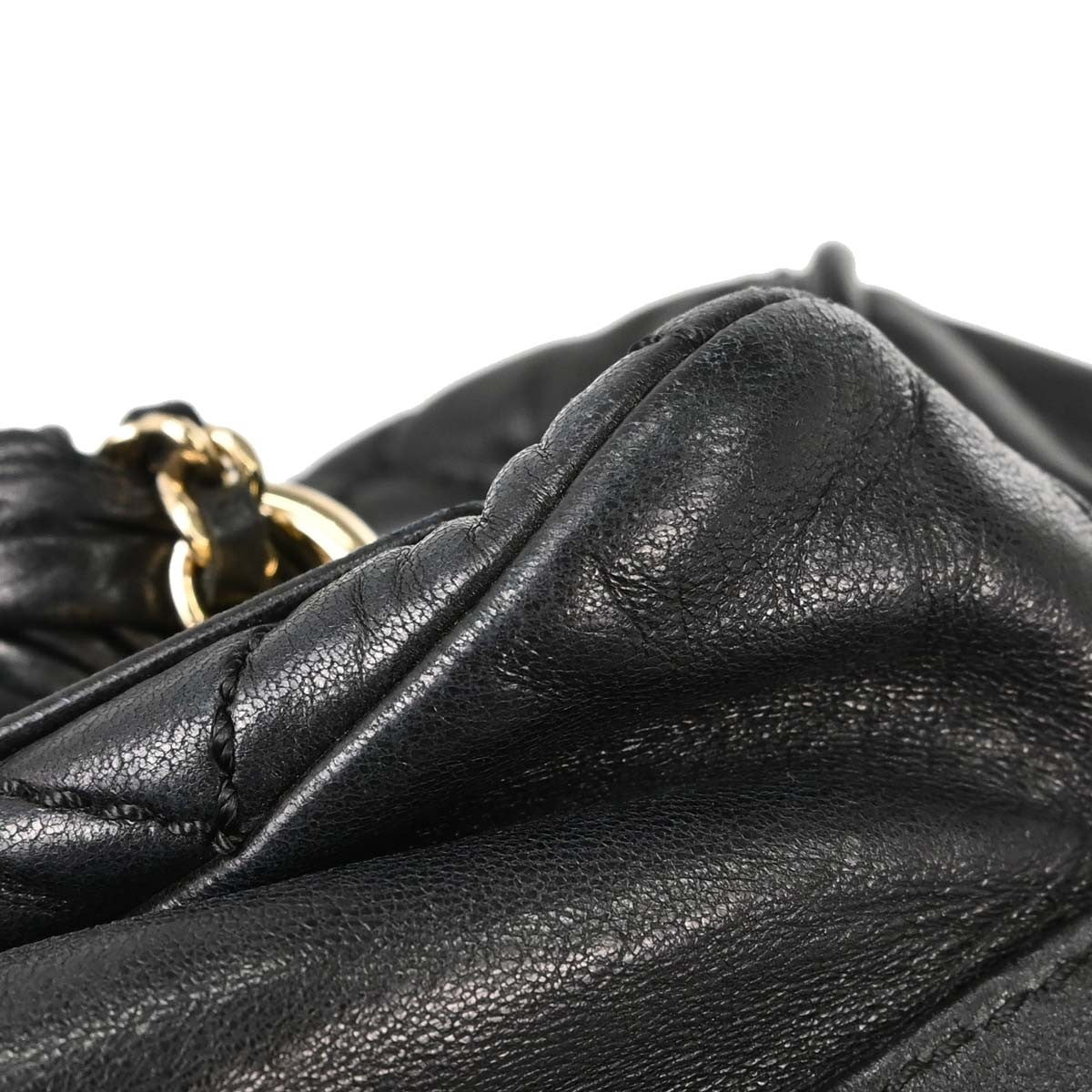 Chanel Lady Braid Bowler Quilted Distressed Calfskin Black Leather Handbag (Pre-Owned)