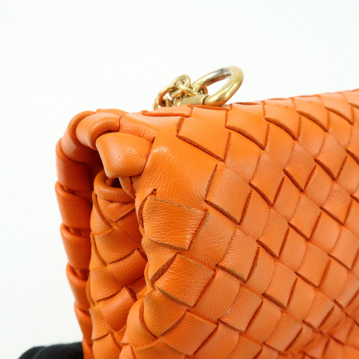 Bottega Veneta Olimpia Intrecciato Nappa Orange Leather Crossbody Bag Bag (Pre-Owned)
