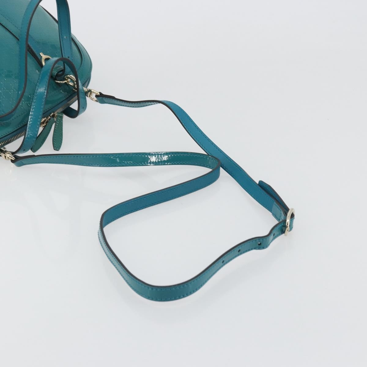 Gucci Nice Top Handle Microguccissima Patent Turquoise Patent_Leather Handbag (Pre-Owned)