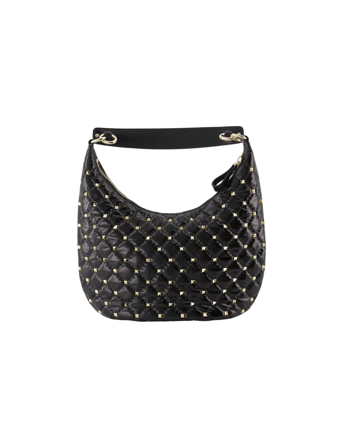 Valentino Garavani Rockstud Bow Double Zip Wristlet Clutch Leather Black Leather Bag (Pre-Owned)