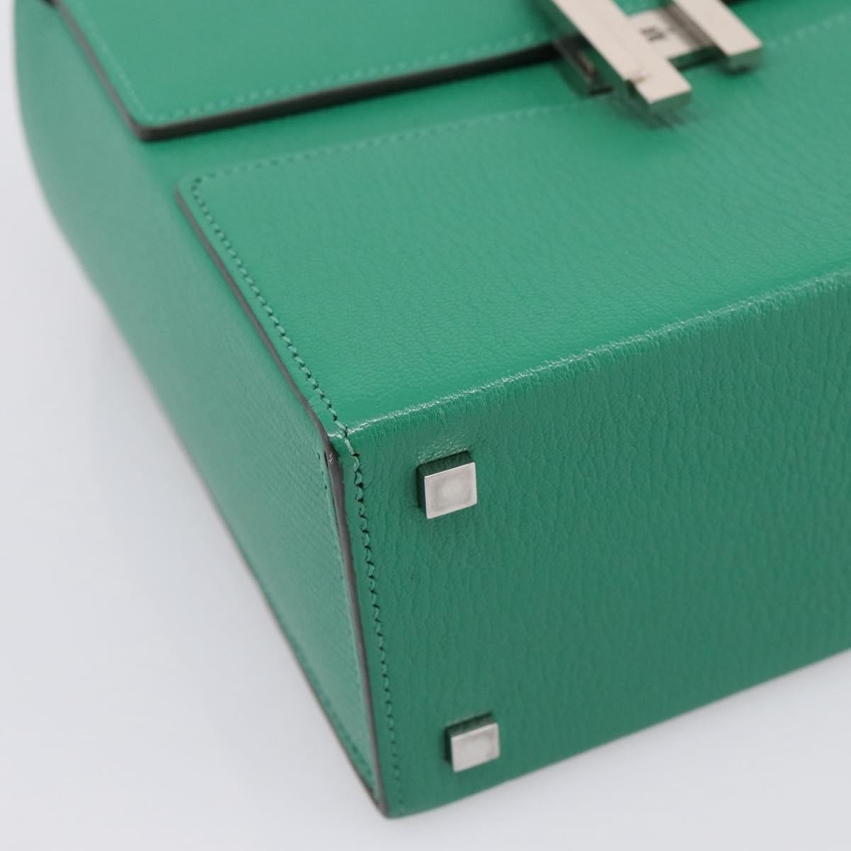 Hermes Cinhetic Top Handle Chevre Mysore Green Leather Handbag (Pre-Owned)
