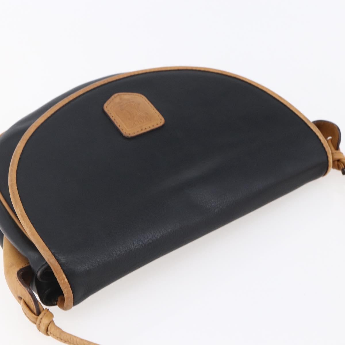 Celine Flap Shoulder Leather Black Leather Shoulder Bag Bag (Pre-Owned)