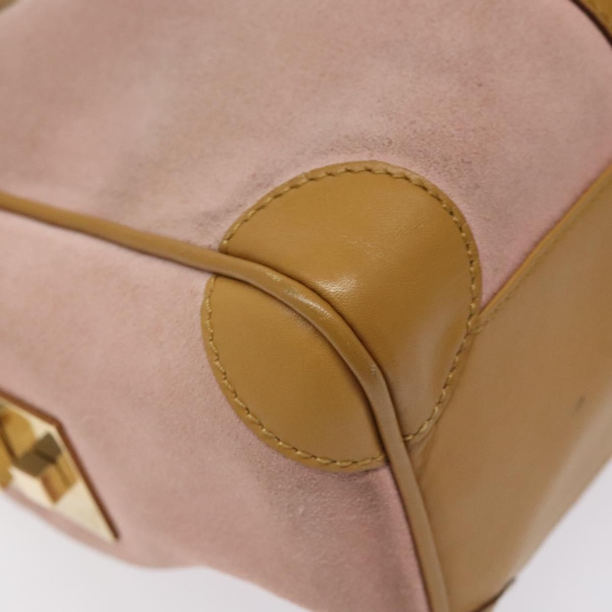 Gucci Vintage Canvas Pink Suede Handbag (Pre-Owned)