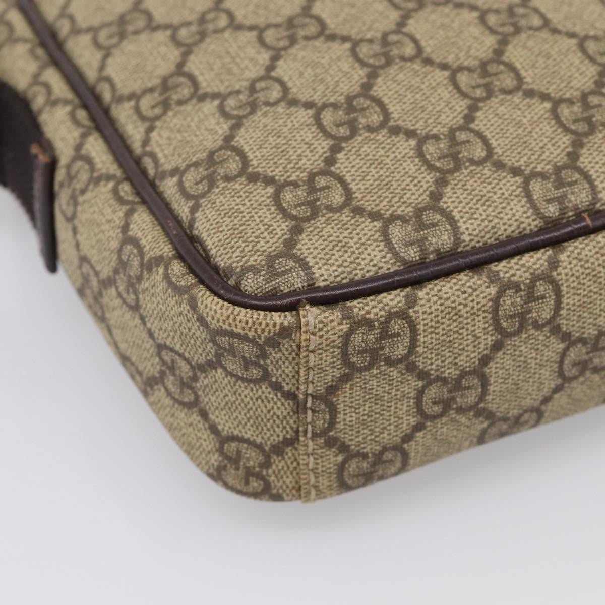 Gucci Vintage Front Pocket Flat Messenger Gg Canvas And Leather Beige Canvas Shoulder Bag Bag (Pre-Owned)