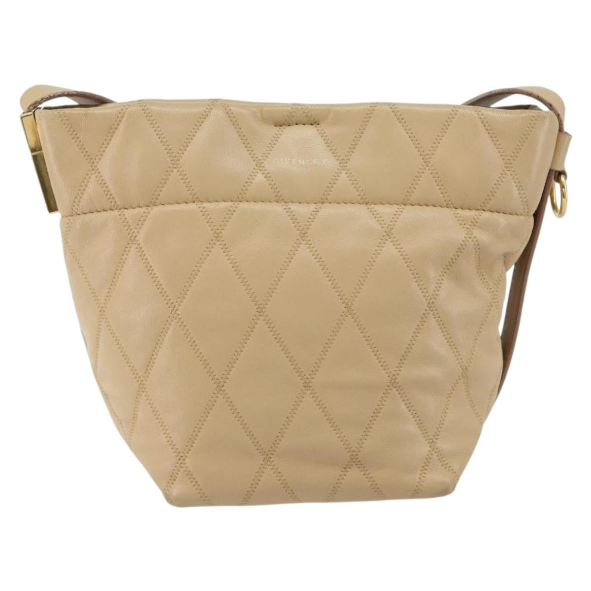 Givenchy Gv Bucket Quilted Leather Beige Leather Shoulder Bag Bag (Pre-Owned)