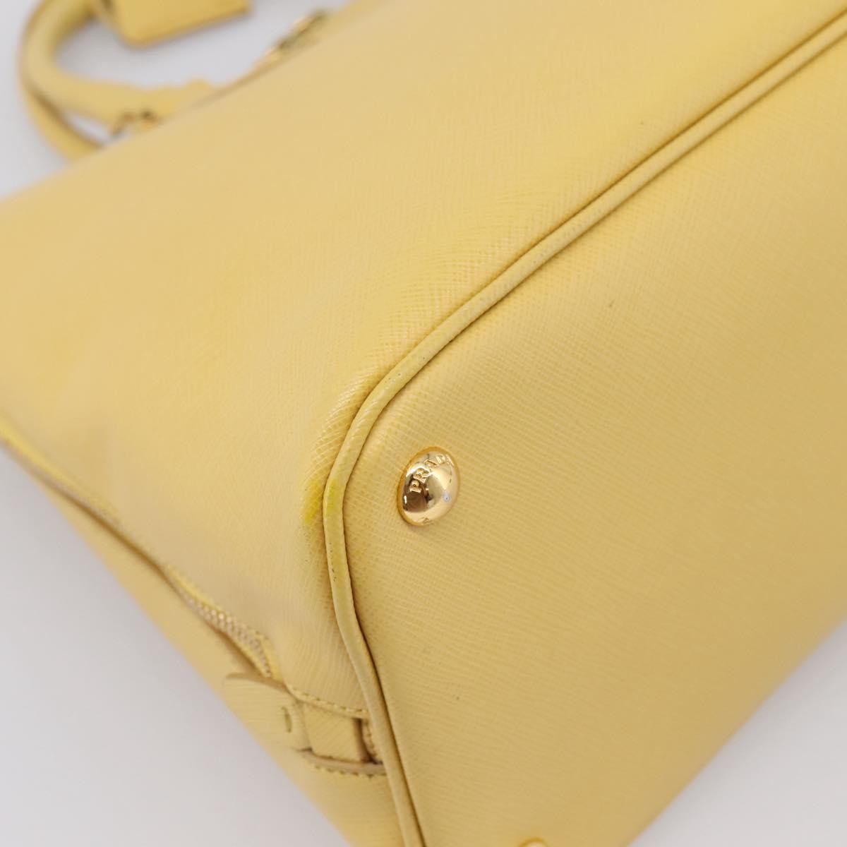 Prada Promenade Saffiano Leather Yellow Leather Handbag (Pre-Owned)