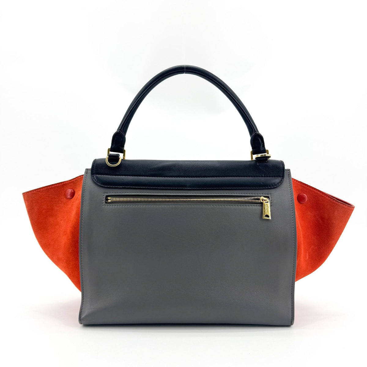 Celine Tricolor Trapeze Leather Navy Leather Handbag (Pre-Owned)