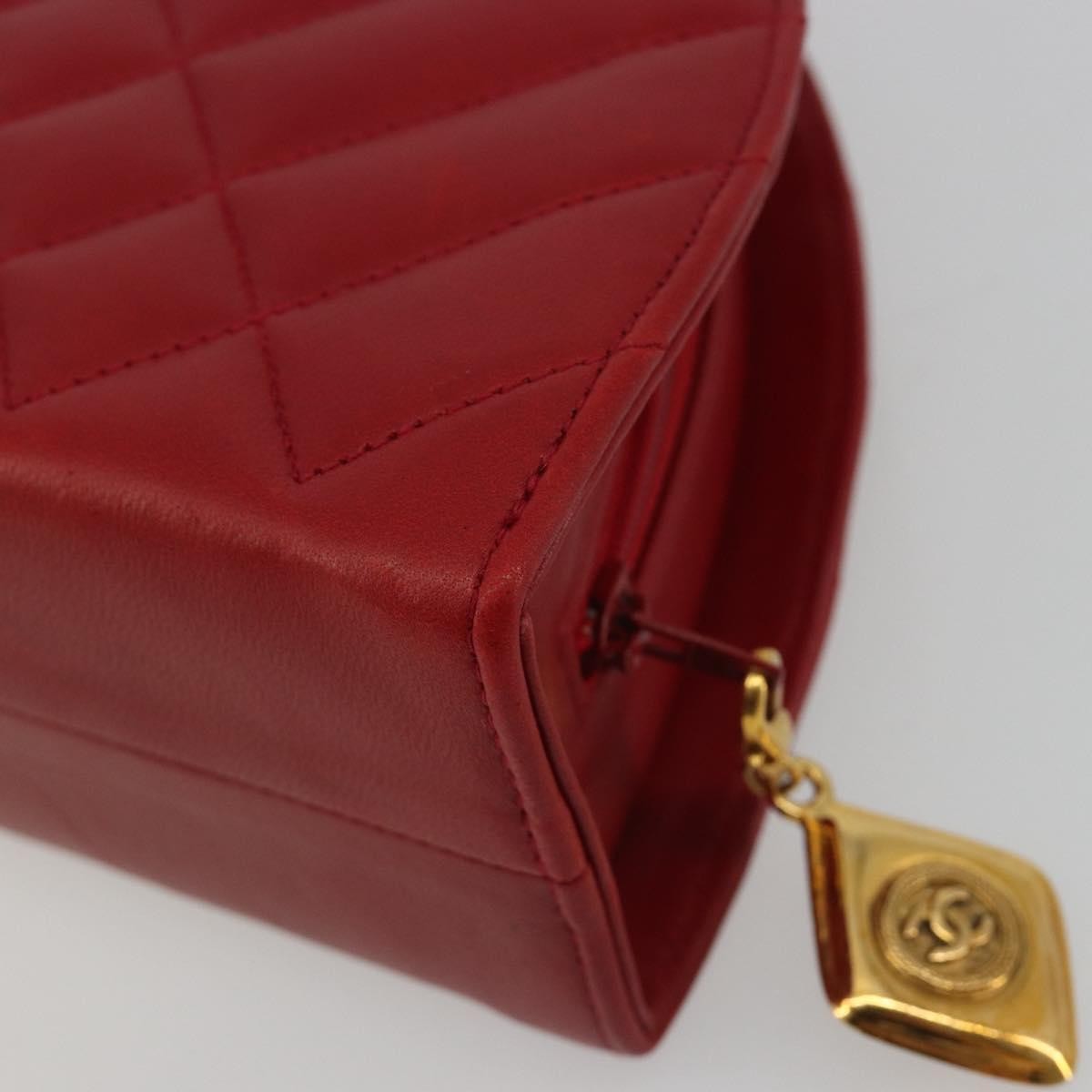 Chanel Vintage Chain Evening Mixed Quilt Lambskin Red Leather Clutche & Pouche Bag (Pre-Owned)