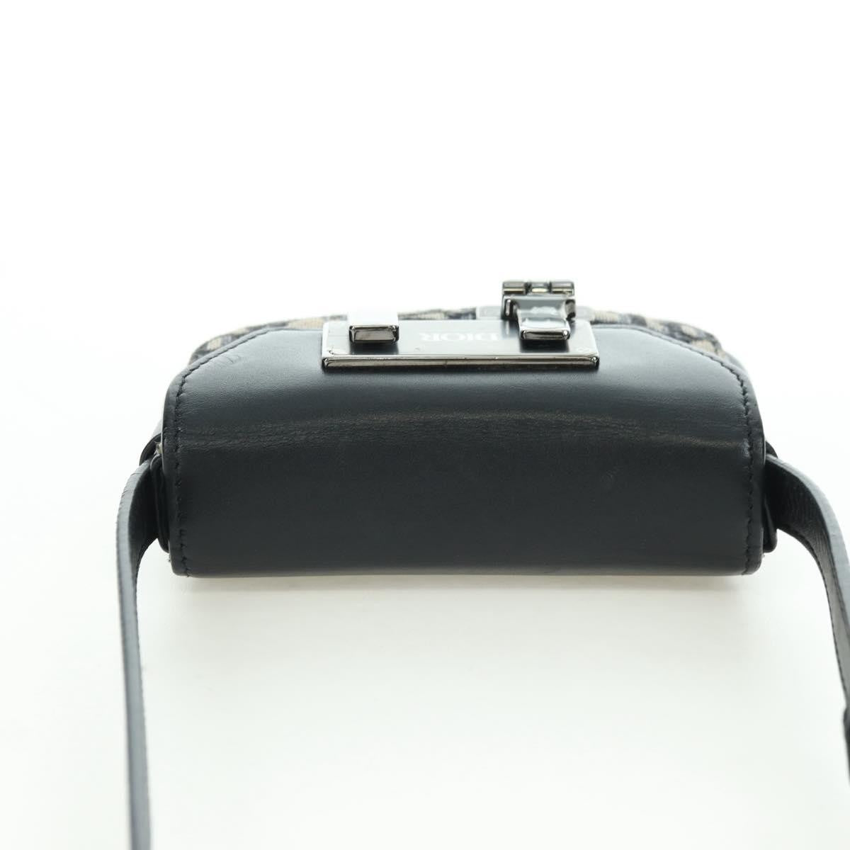 Christian Dior Clasp Lock Messenger Oblique Canvas And Leather Navy Canvas Clutche & Pouche Bag (Pre-Owned)