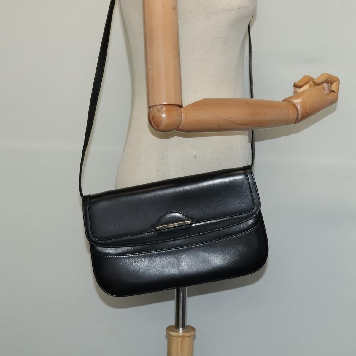 Bally Vintage Leather Black Leather Shoulder Bag Bag (Pre-Owned)