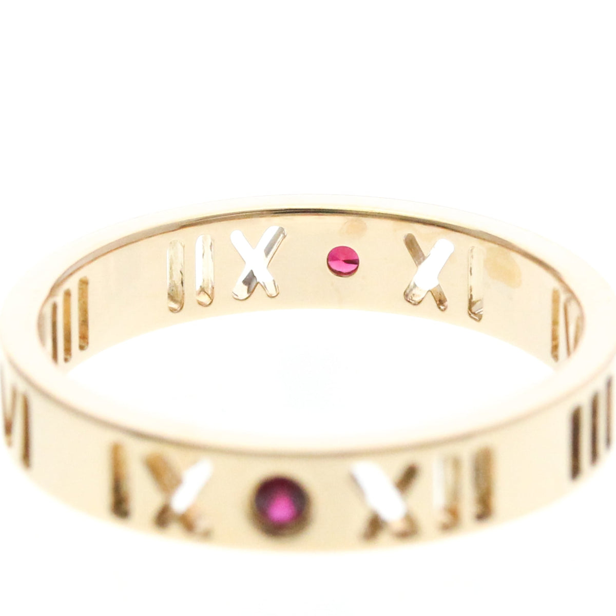 Tiffany & Co. Atlas Pierced 18K Rose Gold And Diamonds Gold Pink_Gold Ring Jewelry (Pre-Owned)