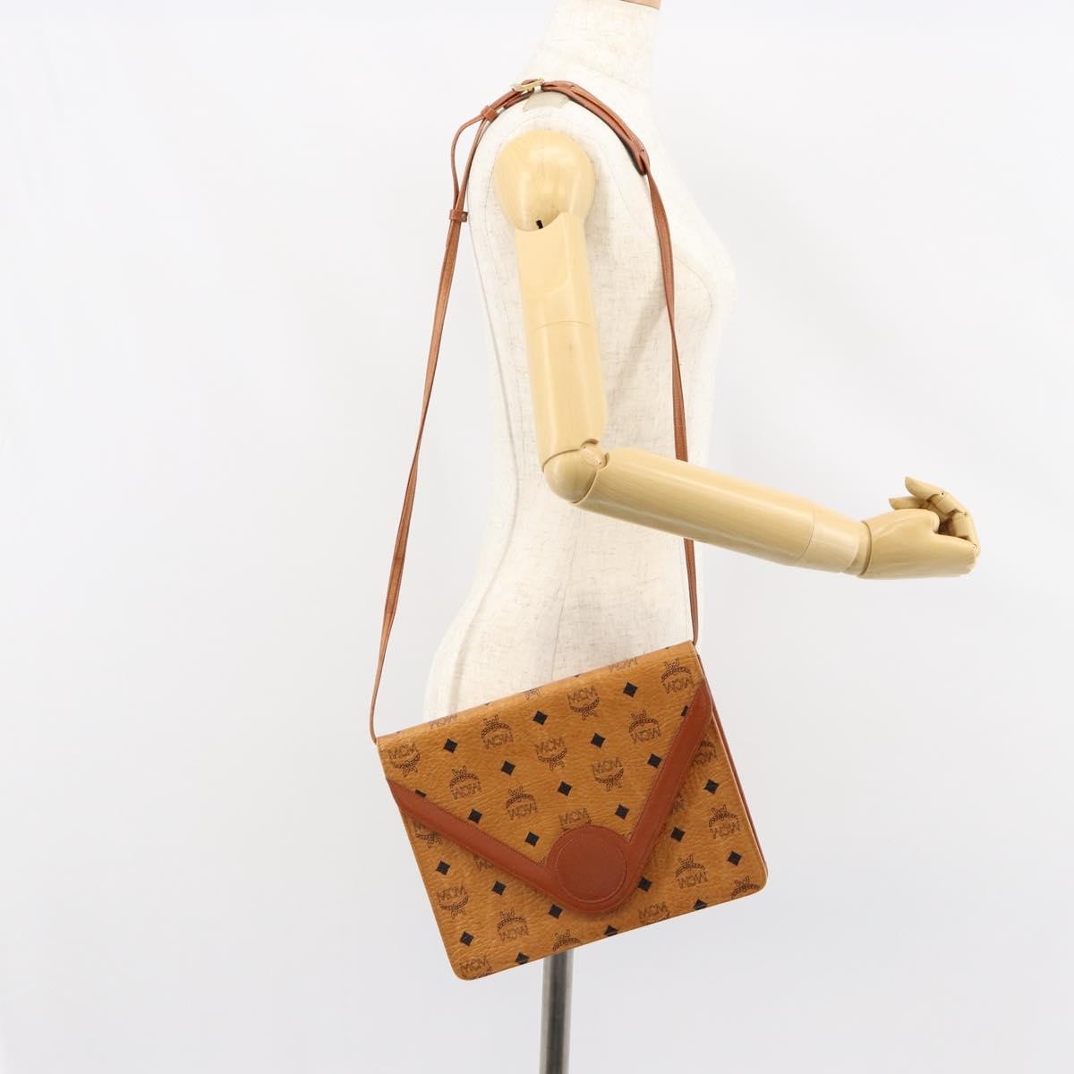 MCM Visetos Canvas And Leather Brown Canvas Shoulder Bag Bag (Pre-Owned)