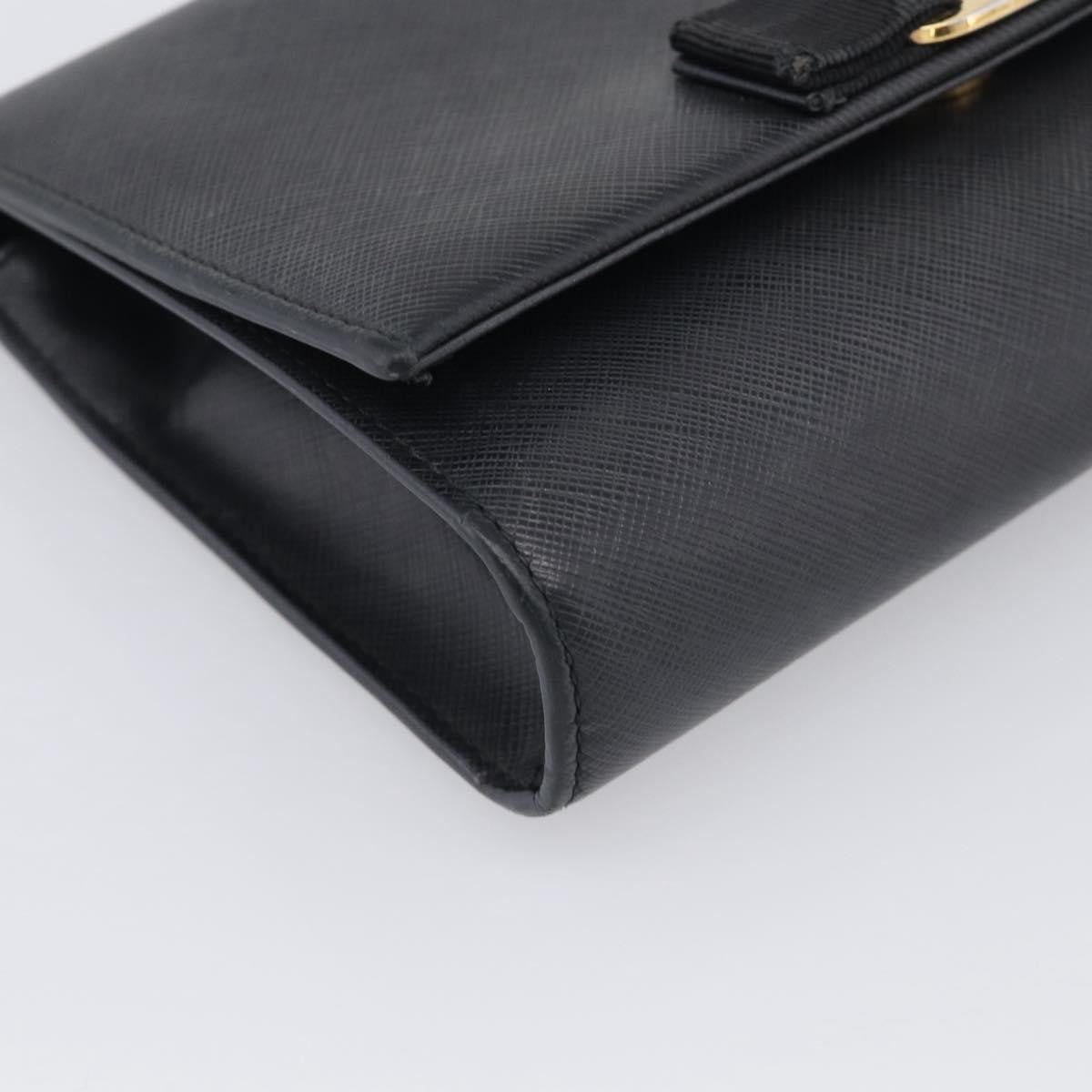 Salvatore Ferragamo Vala Chain Leather Black Leather Shoulder Bag Bag (Pre-Owned)
